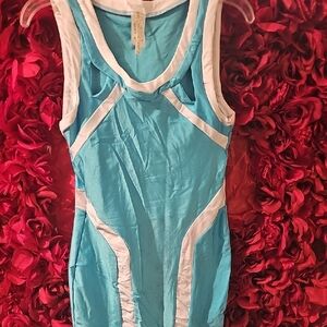 KToo New Women's Blue and White Sleeveless Cutout Dress Size Large